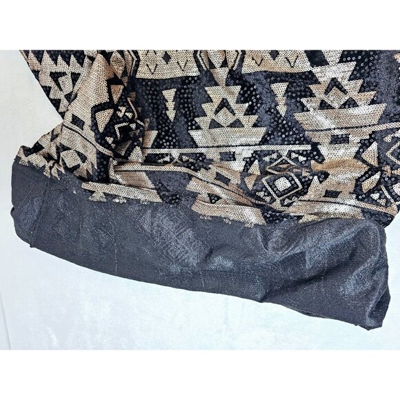 Trixxi Plus Black Gold Aztec Pattern Sequin Dress-SZ 20W - Picture 6 of 7